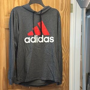 Adidas Gray Light Weight Hoodie with Red Logo